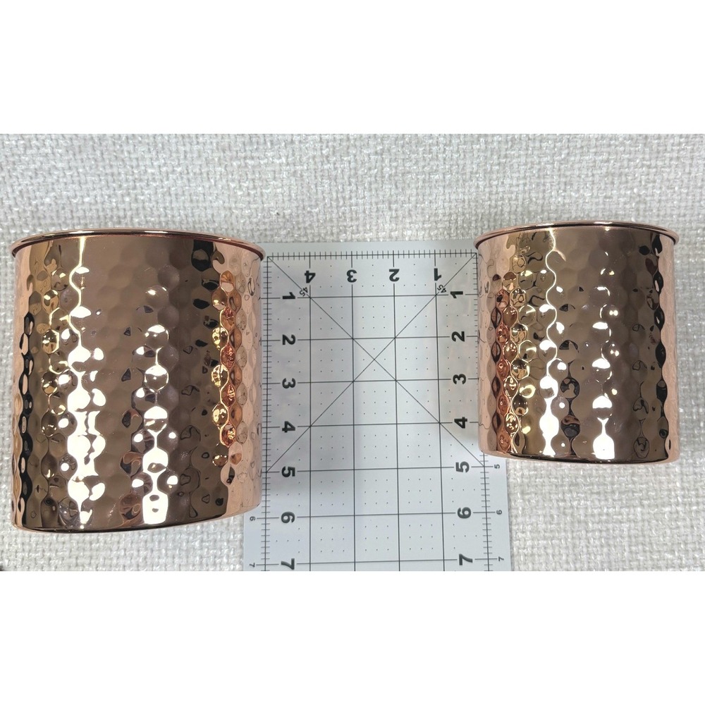 Uncommon James Hammered Copper Canister Set 2pc Wooden Lids Kitchen Storage - Picture 5 of 7